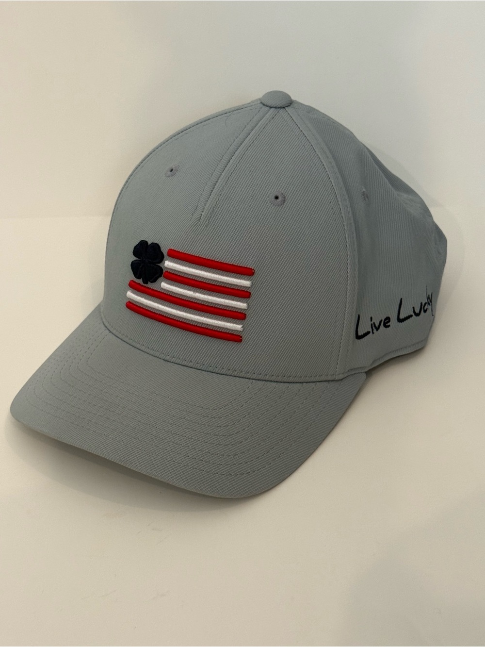 Men’s Black Clover Golf Hat. Live Lucky. Snap back.